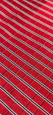 NUEVA CORBATA A RAYAS THOMMY HILFIGER HOMBRE TEJIDA SEDA ROJA (Negro Plata) Hecha en EE. UU. Foto 1 de 4