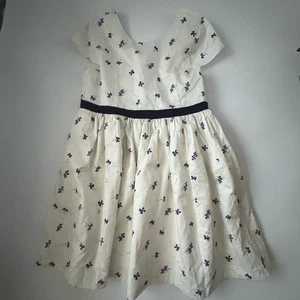 Sergent Major Girls Blue Dress White Purple Flowers sz 6 yo cute Lined - Picture 1 of 6