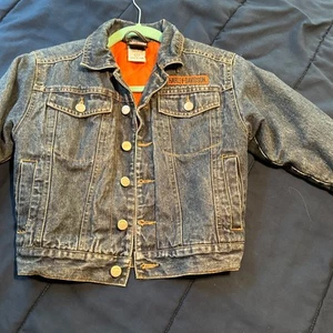 Harley Davidson Unisex Denim Jean Jacket Embroidered Kids Size 5 - Picture 1 of 9