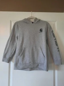 Carhartt Hoodie Boys Medium Size 10/12 Gray Pullover Hooded Sweatshirt Outdoors - Picture 1 of 7