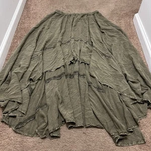 Earthbound High Low Fairy Romantic Skirt Lace Cottage Boho Chic Green Women SZ M - Picture 1 of 6