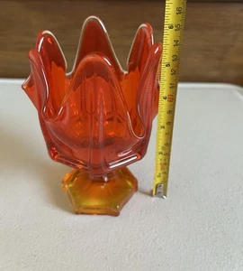 Viking Epic Swung Glass Handkerchief Pedestal Vase Persimmon Amberina - Picture 1 of 6