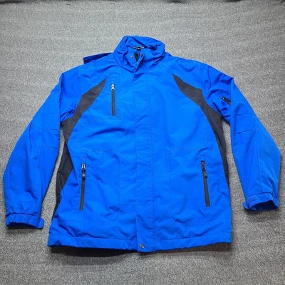 Port Authority Jacket Mens Large Blue Black Waterproof Nylon Outdoor Coat Hooded - Image 1 of 4