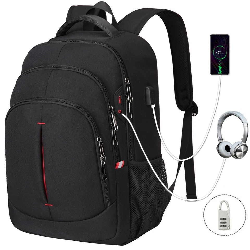 BAIGIO 40L Herren Damen Laptop Rucksack Freizeit Reisen Arbeit Schulrucksack USB Tasche