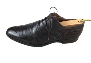 A. Testoni Dress Shoes Men's Sz 7.5M Dark Brown Oxford Brogue Leather Lace-Up - Picture 1 of 16