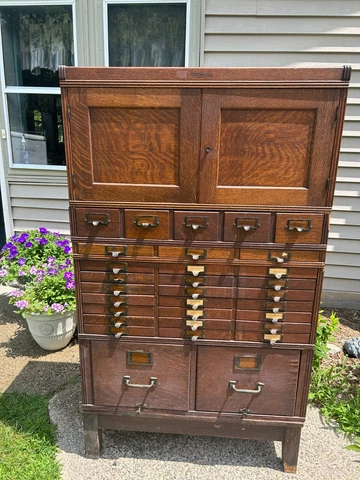 Rare & Beautiful Victorian Antique Oak Cabinet (late 1800's) by Yawman & Erbe Co Cover