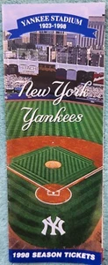 1998 New York Yankees Season Ticket Fold Out Guide - 75 Years For Yankee Stadium - Picture 1 of 5