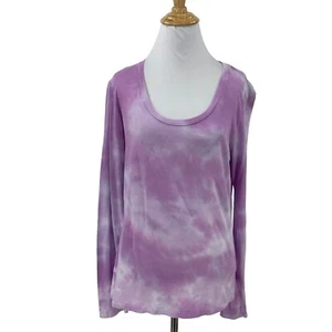 Sundry Long Sleeve T Shirt Womens 2 Lilac Basic Tie Dye Scoop Neck Cotton Tee - Picture 1 of 9