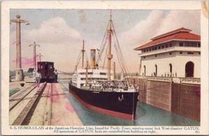 Postal de barco de vapor vintage AMERICAN-HAWAIAN LINE "S.S. HONOLULAN" Canal de Panamá - Imagen 1 de 2