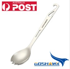 Cuillère-fourchette 2 En 1 Titane Pur Goshawk - Pour Randonnée, Camping - Avec Sac