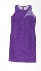Klass Womens Purple Geometric Polyester A-Line Size 12 Round Neck Zip