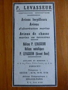 11/1928 PUB PIERRE LEVASSEUR AERONAUTIQUE AVION CHASSE HELICE ORIGINAL AD - Picture 1 of 1