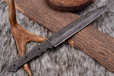 CUSTOM HANDMADE DAMASCUS STEEL BLANK BLADE SKINNING HUNTING BOWIE KNIFE X77 - Image 1 of 4