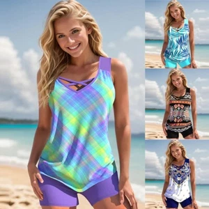 New Women Tankini Swimdress Swimsuit Beachwear Push Up Swimwear Plus Size - Picture 1 of 21