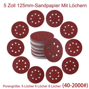Schleifscheiben 125mm 5 6 8 Loch Exzenter Schleifpapier Schleifblatt P40-P2000 - Picture 1 of 13