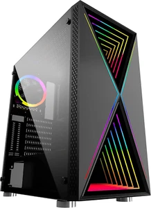 B-Blackwidow-Rgb Black Gaming PC ATX Case, Special Ripple Effect Front Panel, T - Afbeelding 1 van 12