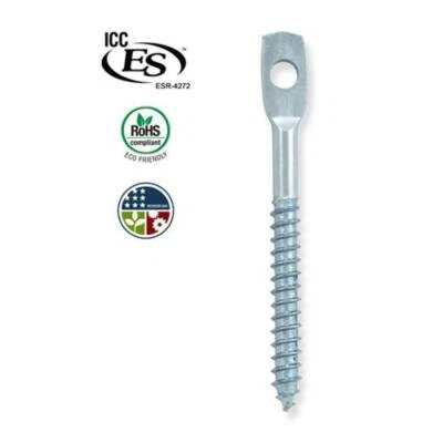 DOC'S INDUSTRIES Doc’s Industries 3" Eye Lag Screw for Wood Surfaces [100] – Zinc Finish