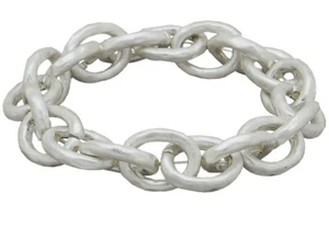 Bracciale catena tono argento martellato semplice minimal elastico look opaco 1/2” - Foto 1 di 1