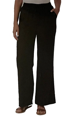 Pantalones de Tiro de Pierna Ancha de Mezcla de Lino NEGRO Briggs Talla XL (34x30) NWT Foto 1 de 3