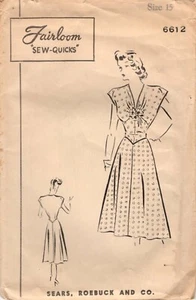 Vestido Fairloom "Sew Quicks" para damas patrón de costura 6612 talla 15 SEARS ROEBUCK - Imagen 1 de 4