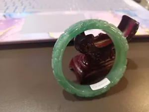 58mm Certified A-Class Myanmar Jadeite Gems Hand Carved Bracelet 3751 - Picture 1 of 13
