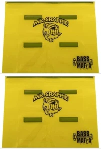 2-Bass Mafia 4-Banger Mr Crappie 13"x16" Fishing Waterproof Yellow Money Bags #M - Picture 1 of 2