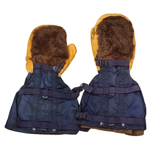 Used Serviceable Vintage USAF Blue Air Crew Mittens With Liners *Mocinc.1982* - Picture 1 of 7