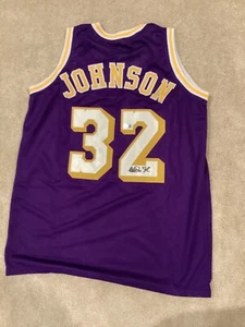 Magic Johnson Authentic Signed Purple Pro Style Jersey BAS - Picture 1 of 3