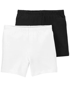 New Carter's Kid Girls 2 Pack Uniform Black White Cartwheel Bike Shorts Sz 10 - Picture 1 of 3