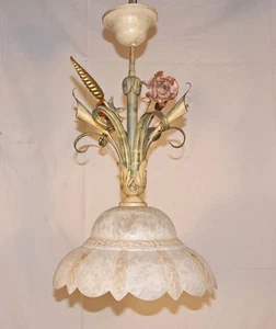 SOSPENSIONE LAMPADARIO ART.710 FERRO BATTUTO VETRO CRISTALLO CLASSICO RUSTICO - Foto 1 di 6