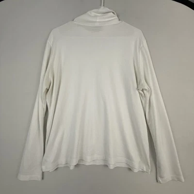 LL Bean Pullover Mujer XL Blanco Supima Algodón Capucha Cuello Manga Larga Top Foto 1 de 4