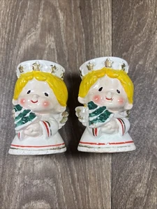 Pair Of Ceramic Angel Vases Vintage Bens Transworld Imports Christmas Holiday - Picture 1 of 12