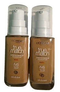 LOREAL PARIS True Match N6 Neutral Medium Super-Blendable Foundation 1oz Lot of2 - Picture 1 of 3