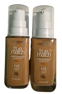 LOREAL PARIS True Match N6 Neutral Medium Super-Blendable Foundation 1oz Lot of2 - Image 1 of 3