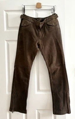 "Pantalones de cuero marrón vintage GAP vaquero motociclista hebilla polo Y2K 2003 30x31""" Foto 1 de 4