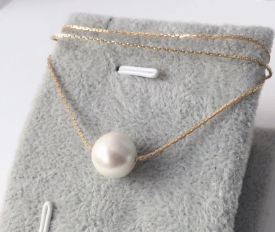 weiße Perlen Halskette mit Anhänger + Gold farbige Kette |925 Sterlingsilber - Bild 1 von 4