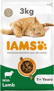 IAMS Adult Complete Dry Cat Food Lamb 3Kg - Supports Strong Immune System - Picture 1 of 12