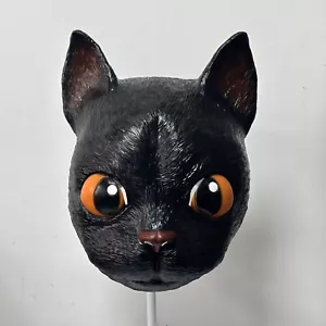 Masquerade Halloween Latex Black Fancy Flow Cat Mask Carnival Party Cosplay Prop - Picture 1 of 8
