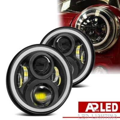Faros LED redondos aptos para Rover Mini Austin clásico haz alto/bajo ámbar halo 7" Foto 1 de 4