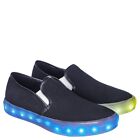 Starry Eyed Jordan-04W Illuminate Light-Up Slide On Canvas Sneakers, Black, US 8