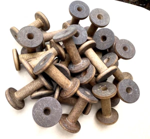 A  Lot of  Twenty Five 4  Inch Wooden Silk Spools - Picture 1 of 4