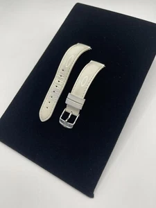 Authentic Michele Womens 16mm White Glossy Patent Leather Watch Band Strap - Picture 1 of 2