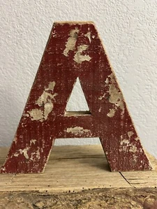 Letter A Distressed Rustic Primitive Wooden Wall Hanging Alphabet Letter Initial - Picture 1 of 5