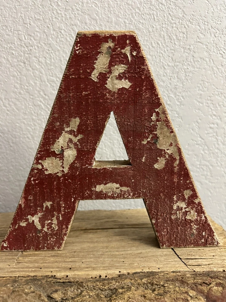 Letter A Distressed Rustic Primitive Wooden Wall Hanging Alphabet Letter Initial - Image 1 of 4
