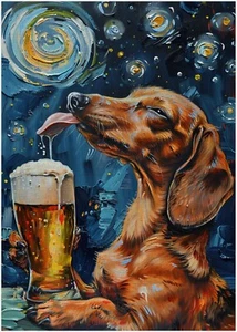 Sternennacht Dackel trinkt Bier Puzzle 300/500/1000 Teile - Bild 1 von 3
