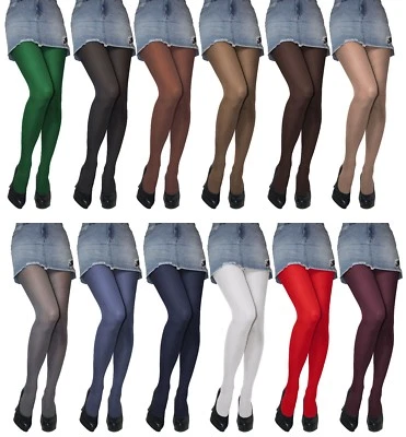 Womens Opaque 60 or 40 Denier Microfibre Tights size S - XL New - Image 1 of 4