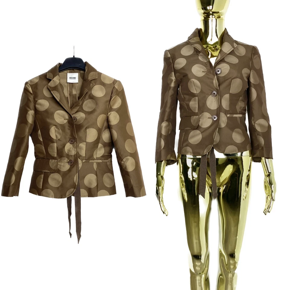 Blazer Moschino Barato y Chic Vintage Lunares Recortado Manga 3/4 Talla 6 / It 40 Foto 1 de 4