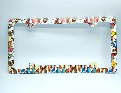 BUTTERFLY BUTTERFLIES NATURE AMINALS STANDARD METAL CAR LICENSE PLATE FRAME - Image 1 of 4