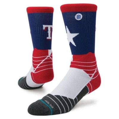 STANCE Texas Rangers MLB Diamond Pro Crew Socks Size Large Blue Red White - Image 1 of 4