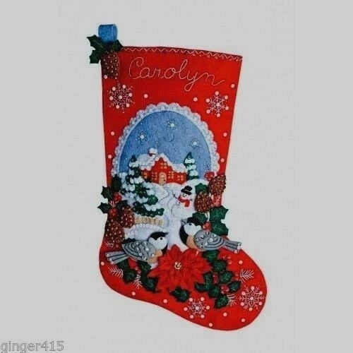 Kit de meias de feltro Natal Bucilla "CHICKADEES" pássaros inverno OOP novo F.D. 18 pol - Imagem 1 de 1